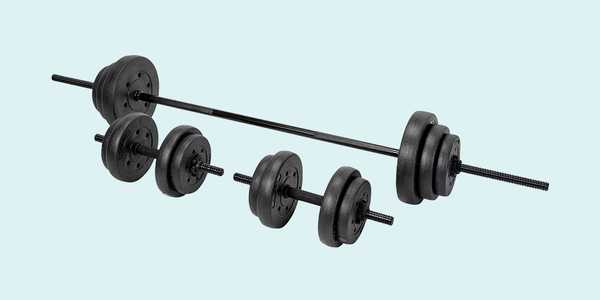 Opti Vinyl Barbell and Dumbbell Weight Set.